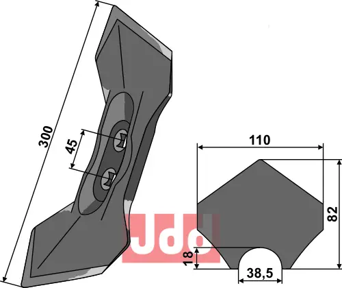 Dobbelt hjerteskjær 300x110mm (45) - JDD Utstyr