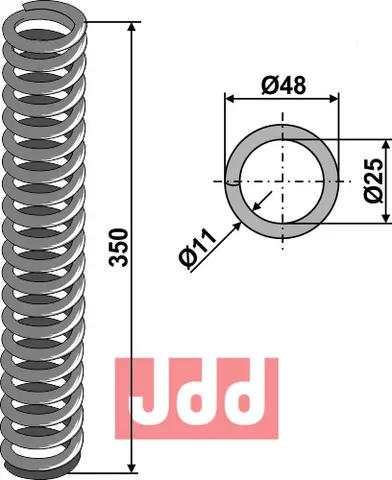 Trykkfjær Ø48x350 Ø48, H350, Ø25, Ø11