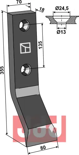 Grubbeskjær 355x70x18mm - JDD Utstyr