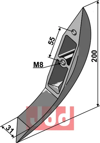 Etterløpsskodistributør Bomech Arbeidsbredde 31 cm, M8 gjenger
