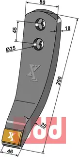 Skjær-spiss 45/80mm - WolframCarbid Alpego/Pöttinger