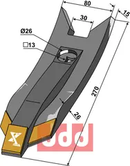 Skjær-spiss 80mm - WolframCarbid Lemken