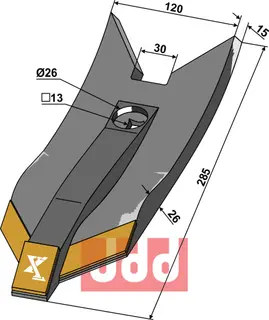 Skjær-spiss 120mm - WolframCarbid Lemken