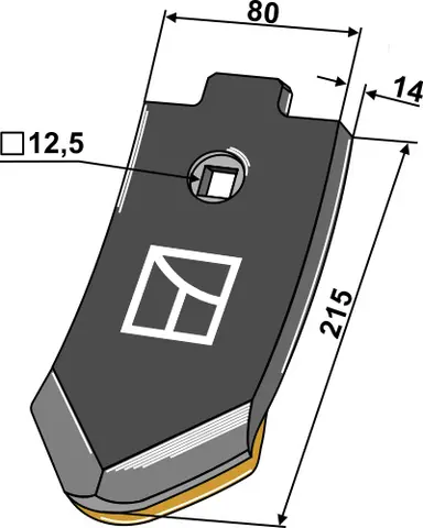 Skjærspiss 215x80x14 mm Hardmetall Passer til Lemken Thorit