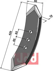 Stubharvespiss 420x90x10mm (3 h - 65-65) Huard/Kuhn