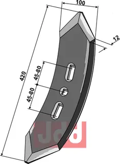 Stubharvespiss 420x100x12mm Passer til mange fabrikater