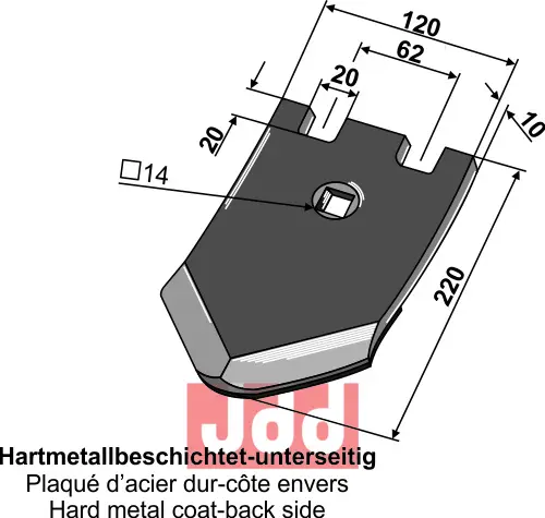 Skjær-spiss 220x120x10mm - JDD Utstyr