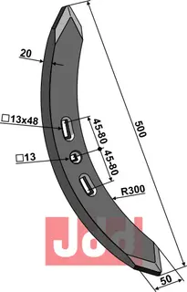 Stubharvespiss 500x50x20mm (3 h - 45-80)