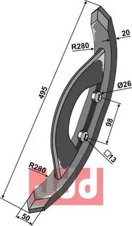 Skj&#230;r-spiss 495x50x20mm V&#228;derstad