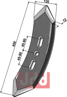 Stubharvespiss 450x120x12mm Dal-Bo/Köckerling Quadro-Triomix