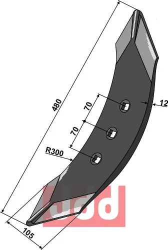 Stubharvespiss 480x105x12mm - JDD Utstyr