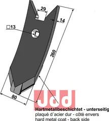 Skjær-spiss 260x80x14mm - WolframCarbid Lemken Karat