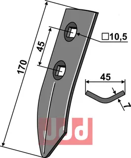 Skjær-spiss 170x45x7mm Kverneland