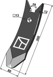 Skjærspiss 300x80x12 mm Passer til Kongskilde delta flex