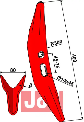 Grubbeskjær 400x80x8mm - Melon - JDD Utstyr