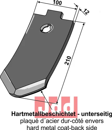 Skjær-spiss 210x100x12mm - WolframCarbid - JDD Utstyr