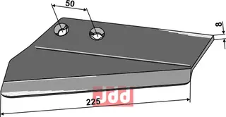 Erstatningsvinge venstre til Rau Lengde: 225mm, Hullavstand: 50
