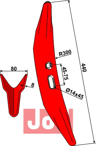 Grubbeskjær 440x80x8mm - Melon - JDD Utstyr
