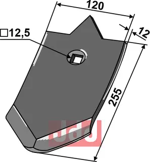 Skjær-spiss 255x120x12mm Unia