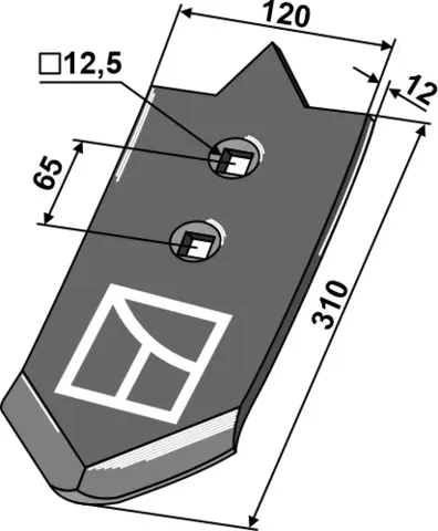 Skjærspiss 310x120x12 mm hull 12,5, avst. 65