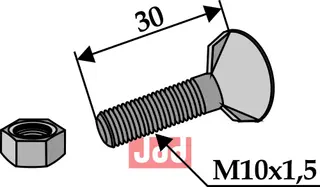 Plogbolt DIN 11014 M10x1,5x30 med Mutter