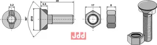 Plogbolt M10x1,5x30 - 12.9 m. Mutter