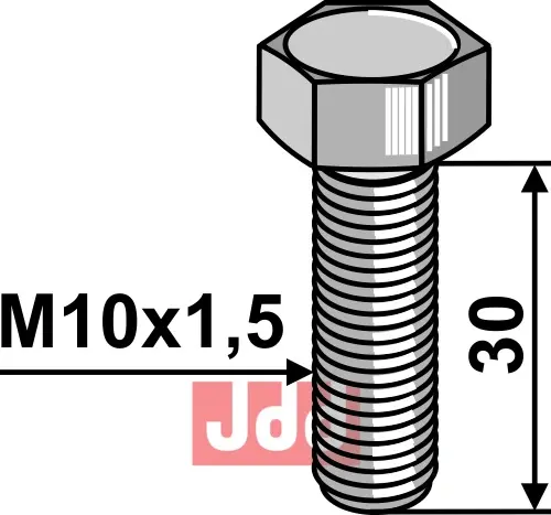 Bolt M10x1,5x30 - 10.9 u. Mutter - JDD Utstyr