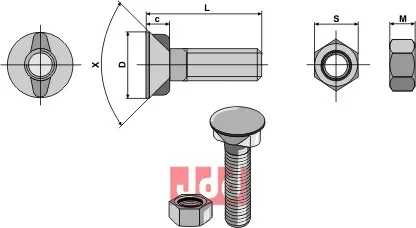 Plogbolt M10x1,5x30 med Mutter