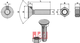 Plogbolt M10 x 1,5 x 30 med Mutter