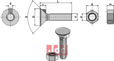 Plogbolt M10 x 1,5 x 30 med Mutter