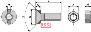 Plogbolt M10 x 1,5 x 35 med Mutter