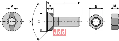 Plogbolt M10 x 1,5 x 35 med Mutter - JDD Utstyr