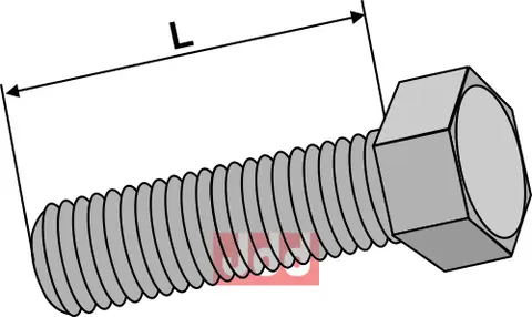Sekskantbolt M10 uten mutter M10x1,5x40, kvalitet 8.8