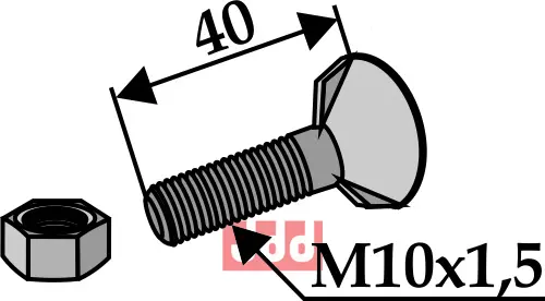 Plogbolt M10 x 1,5 x 40 med Mutter - JDD Utstyr