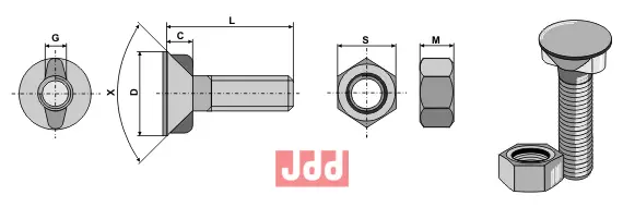Plogbolt DIN 11014 M10 x 1,5 x 70 - JDD Utstyr