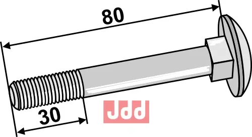 Bolt M10x1,5x80 - 8.8 galvanisert - JDD Utstyr