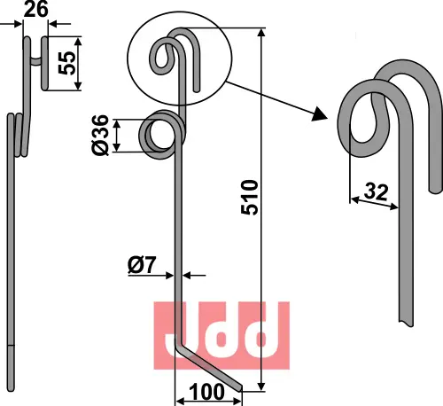 Etterharv tind Ø7mm - JDD Utstyr