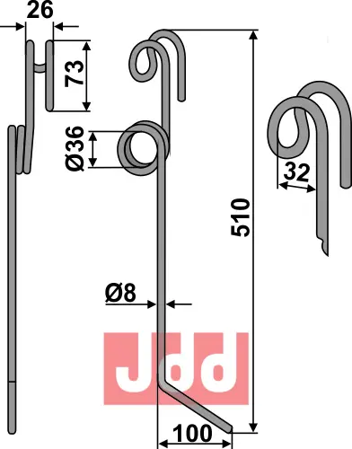 Etterharv tind Ø8mm - JDD Utstyr