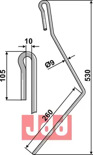 Etterharv tind Ø9mm - høyre Amazone