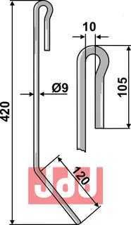 Etterharv tind Ø9mm Amazone