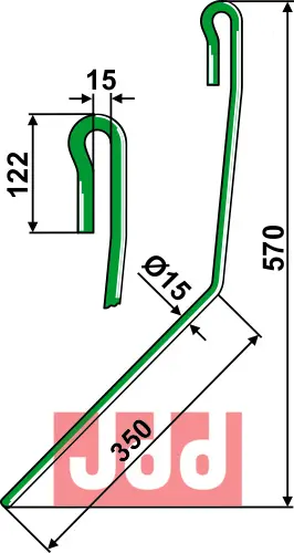 Etterharv tind Ø15 mm - venstre - JDD Utstyr