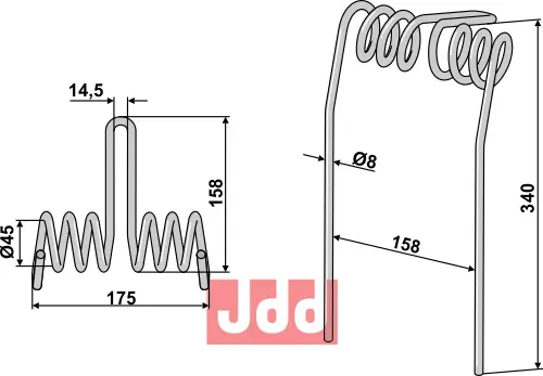 Etterharv tind Ø8mm - dobbelt - JDD Utstyr