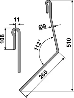 Following tine Ø9mm Ø9mm, Amazone etterløpstind