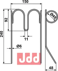 Etterharv tind Ø6mm - dobbelt Amazone