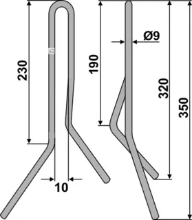 Following tine Ø9mm - Typ D8 Ø9mm, Hassia etterløpstind