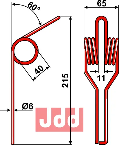 Etterharv tind Ø6mm - dobbelt - JDD Utstyr