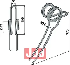 Etterharv tind Ø12mm - dobbelt Agro-Soyus