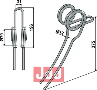 Etterharv tind Ø12mm - dobbelt Agro-Soyus