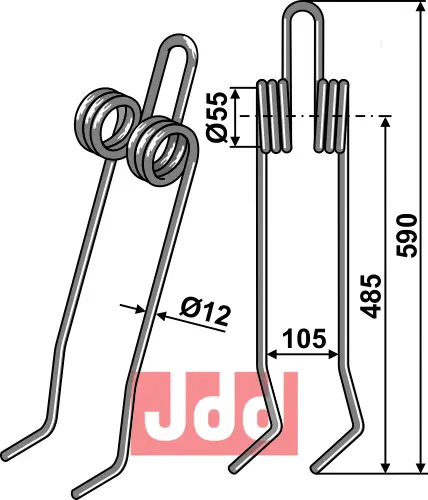 Etterharv tind Ø12mm - dobbelt - JDD Utstyr