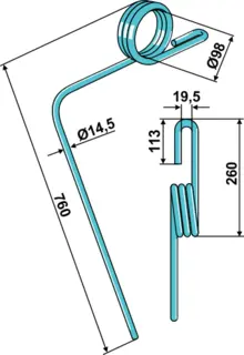 Following tine Ø14,5mm Ø14,5mm, Köckerling Etterløpstind